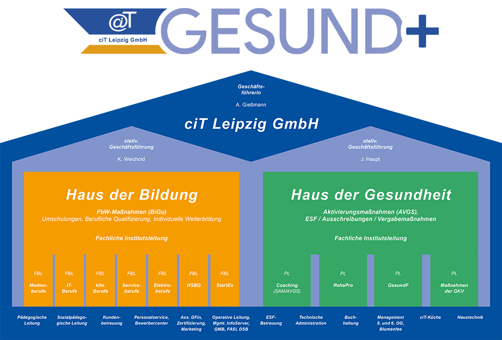 Organigramm mit dem neuen Geschäftsfeld “Haus der Gesundheit”